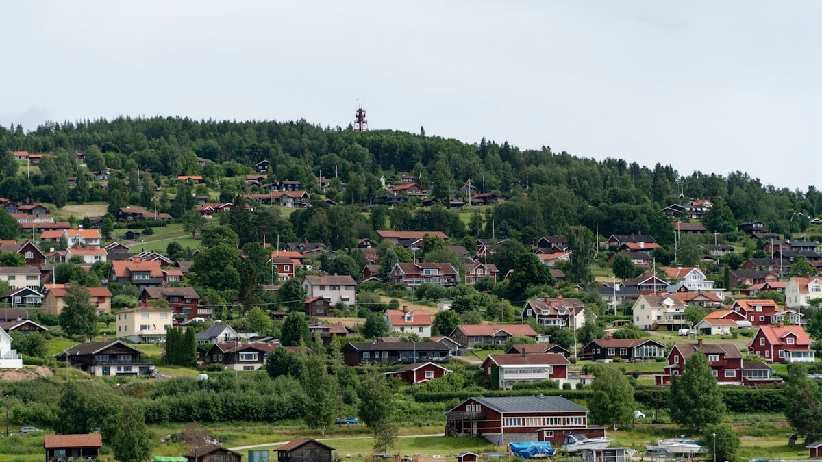 a group of houses on a hill